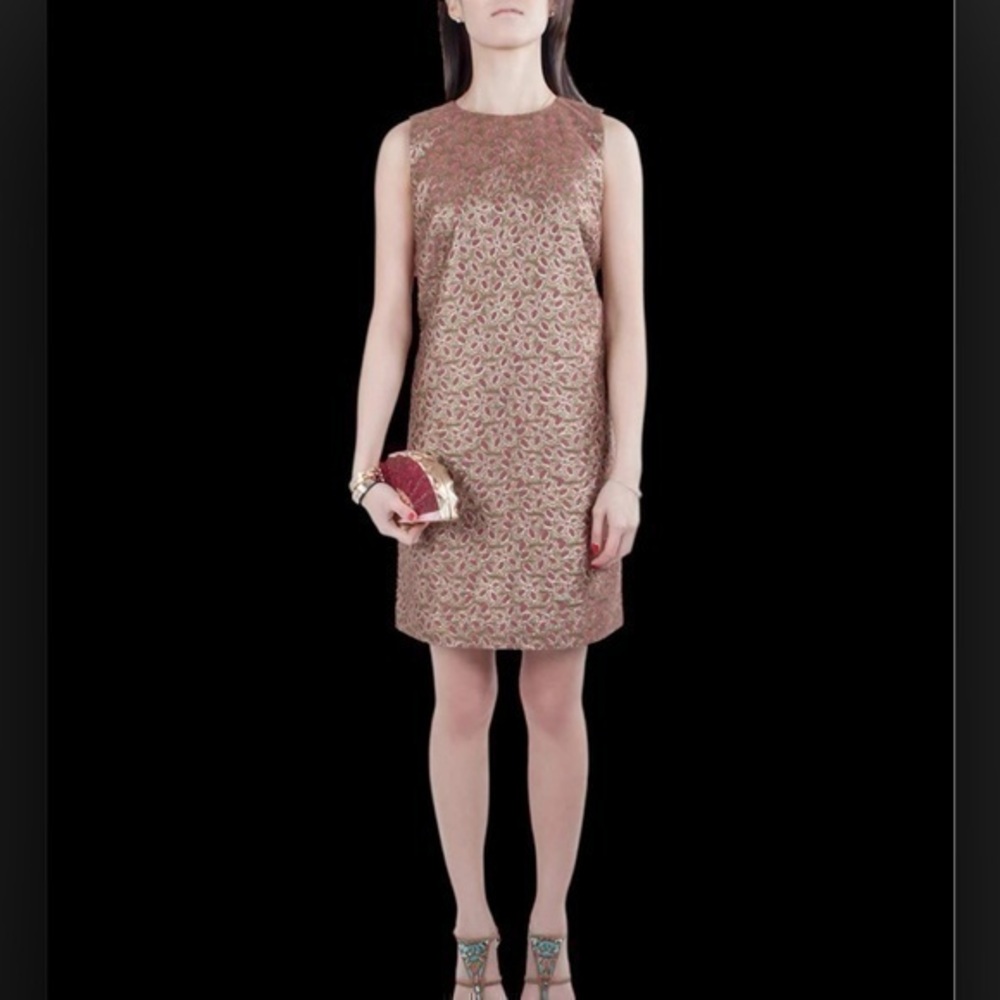 Red Valentino chrome patterned shabby chic designer dress